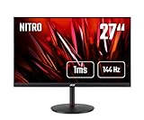 Acer Nitro XV272UP Gaming Monitor 27 Zoll (69 cm Bildschirm) WQHD, 144Hz, 1ms (VRB), 2xHDMI 2.0, DP 1.2a, höhenverstellbar, drehbar, HDMI/DP FreeSync, LED Monitor, Schw