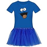 T-Shirt Krümelmonster mit Keks Kostüm Set + Tütü Tüllrock Karneval Damen XS - 3XL Fasching Verkleidung Gruppen Rosenmontag Sesamstraße, Größenauswahl:XL, Setauswahl:Standard S