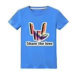 Kids Boys Share The Love Steven Sharer T-Shirts You Tube Trending Tee Weiß Gr. 9-10 Jahre, Blau 2
