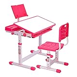Schreibtisch Kinder mit Stuhl, Kinderschreibtisch HöHenverstellbar MäDchen Jungen, Studienschalter SchüLerschreibtisch Schul-Schreibtisch für Kinder mit Kipptisch Schublade BuchstäNder, 60-74cm H