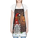 Frohe Weihnachten Wichtel Winter Urlaub Schneeflocke Kochschürzen für Damen Herren Verstellbarer Hals Küche Lätzchen für Zuhause Grill Backen Haar Sty