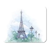 Mousepad Computer Notepad Office Paris Aquarell des Eiffelturms Gemälde Frankreich Europäische Liebe Home School Game Player Computer Work