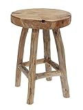 Spetebo Massiver Teak Holz Hocker 42 cm - Massivholz Sitzhocker Stabiler Blumenhocker Blumenständer Gästehock