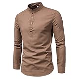 T-Shirt Herren Slim Fit Einfarbig Langarm Shirt Herren Dünn Und Leicht Atmungsaktiv Leinenhemd Herren Lassig Sport Stehkragen Shirt Herren Frühling Herbst Base Shirt H