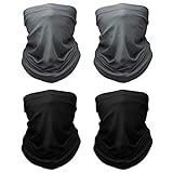 mylovetime 4 Stück Multifunktionstuch, Schlauchschal Herren Damen Loop Schal Gesichtstuch Balaclava für Wandern Laufen Motorrad(2 Schwarz + 2 Grau)