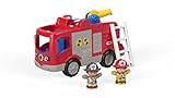 Fisher-Price FPV31 - Little People Feurwehrspielset, Feuerwehrwagen und 2 Puppen, Geräusche, Sätze und Lieder, Spielzeug ab 1 J