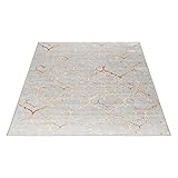 mynes Home Teppich Rautenmuster grau-Gold / Waschbarer Teppich Wohnzimmer 80x300 / Kurzflor Teppich Schlafzimmer / Teppich Esszimmer / Öko-Tex-100
