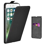 Adicase iPhone 7 Plus Hülle Leder Tasche für Apple iPhone 7 Plus / 8 Plus 5,5 Zoll Handyhülle Flip Case Schutzhülle (Schwarz)