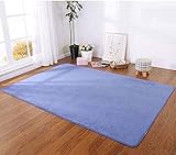 Coral Velvet Vorleger Home Decor Mats Solid Color Schlafzimmer Boden Teppichboden Tatami Crawling-Matte für Wohnzimmer Nacht,Blau,100×200