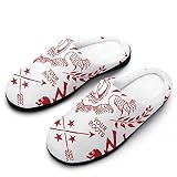 NO T-Shirt - Japanisch - Tiger - Rot Herren Schöne Hausschuhe Winter Baumwolle Home Slippers Weiche Plüsch Baumwolle Home Slippers Jungen Indoor Schuhe, Weißer Stil, 46/47 EU