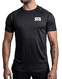 Satire Gym® – Muscle Shirt Herren/Schnell trocknendes Mesh Muskelshirt Männer/Sportbekleidung & Muscle Fit T-Shirt - Sportshirt geeignet als Fitness- & Bodybuilding Shirt (schwarz, M)