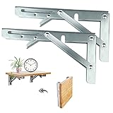 Klappscharnier 200mm, Klappscharnier 90 grad, Regalträger Klappbar Schwarze Klappregalhalterungen Tisch Klappschanier für Tischplatten Klapptisch Wandtisch, Platzsparend, Tragkraft: 50kg/110lb