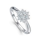 BEBEWO Solid Gold 2 Karat Moissanite Oval Ring Simulated Diamond Solitaire Eheringe, Halo Ringe für Jahrestag/Verlobung