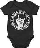 Baby Strampler Mädchen & Junge - My First Metal Shirt - 1/3 Monate - Schwarz - Strampler Metal - BZ10 - Baby Body Kurzarm für Jungen und M