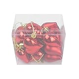 QNSWA 12 stücke Kunststoff Herz Ornament Fit for Christams Baum Dekor Weihnachtskugeln Dekorationen Fit Fassaden for zu Hause Hängen Hochzeit Herz Form Verbrauchsmaterial (Color : Red)