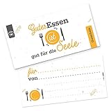 itenga Geschenkgutschein Verpackung I Geschenkkarte I Motiv Gutes Essen ist gut für die Seele I Gutschein I 21,0 x 10,5 cm I Postkarte zum Ausfü