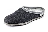 Orthopant Filzpantoffel BAITA - Hausschuhe Pantoffel Herren Damen aus feinem Wollfilz, Anthrazit mit Grauer Borte, BA-405-39