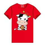 Risaho Bluse lässige Mode gedruckt Kurze Ärmel Männer O-Neck New 2021 Tops Year T-Shirt (Red, XXXXL)