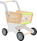 small foot 11161 Einkaufswagen 'Trend' aus Holz, Zubehör für Kaufmannsladen und Rollenspiel, ab 3 J