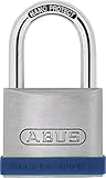 ABUS AB5/45 Vorhängeschloss Silver Rock 16558 aus massivem Zink - mit Silikon Schutzrahmen - Kellerschloss u. v. m - ABUS-Sicherheitslevel 6 - Blau/Silb