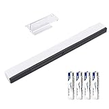 KIMILAR Wii Sensorleiste Kabellos, Ersatz Infrarot Sensor Bar Für Nintendo Wii / Wii U Video Game Wii Sensor Bar Wireless Mit 4 * AAA-Batterien und 1 Durchsichtige Halterung (Weiß)