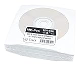 MP-Pro DVD-R 4,7GB 16X DVD Rohlinge Silber Neutral Unbedruckt in CD Hüllen aus Papier mit Folienfenster – 25 Stück