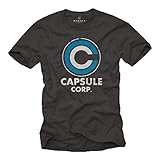MAKAYA Capsule Corp T-Shirt Herren Anime Geschenke Goku Fans Grau Größe M