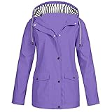 Herbstmantel Damen Lang Regenjacke Leicht: Regenmantel Wasserdicht Atmungsaktiv Windbreaker Schlupfjacke Windiacke Mit Kapuze Softshelljacken Wind Wetterjacke Wasserfeste Jacke W