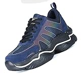AINGRN Arbeitsschuhe Herren Sicherheitsschuhe Sicherheit Stahlkappe Anti-Smash Pannenschutz Atmungsaktiv Sneaker Wanderschuhe (Color : Blue, Size : 42 EU)