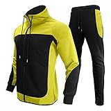 Trainingsanzug Herren Jogginganzug Set Baumwolle Casual Patchwork Sportanzug Männer Sportbekleidung Langarm Fitness Jogginghose Sporthose Trainingsjacke Sweatshirts Pullover Hausanzug Herbst W