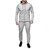 Modaworld Herren Trainingsanzug Set 2 Teiliges Langarm Jogginganzug Sweatshirt und Trainingshose Joggingsuit Tarnung Freizeitanzug Herbst und Winter Hausanzug für Freizeit Fitness Streatw