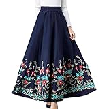 Mama bestickter Rock Frauen Winter Woolen Lange Rock Lady Taille Lässige W