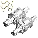 otutun 2 Stück Kraftstoff Rückschlagventil für 6mm Aluminium Ventil Rückschlagventil,Rückschlagkraftstoffleitung mit 4 Schlauchschellen für Benzin Dieselöl Wasser Chrom Auto Auto Verg