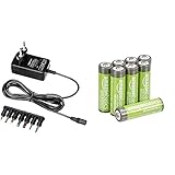 Amazon Basics - Universal-Steckernetzteil mit 7 abnehmbaren Steckern, 3-12 V (Gleichspannung), umkehrbare Polarität & AA-Batterien mit hoher Kapazität, wiederaufladbar, vorgeladen, 8 Stück