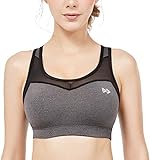Yvette High Impact Sport-BHS für Damen Plus Size Racerback Workout Bra für Running F