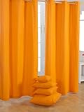 Homescapes Ösenvorhang blickdicht orange Dekoschal 2er Set Plain Colour Breite 117 x Länge 137 cm Vorhang Paar 100% Baumw