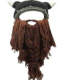 Metyou Perücke, Bartmütze, handgefertigt, gestrickt, warm, Wintermütze, Skimütze, für Damen und Herren Gr. Einheitsgröße, CNJ