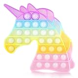 BONTHEE Pop it Einhorn 1 Stück Regenbogen Bubble Pop Fidget Sensorisches Spielzeug Pastell Silikon Pop Fidget Spielzeug für Mädchen, Home Office Schule Stressabbau Spielzeug