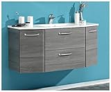 Pelipal - Alika 21 - Badmöbel - 112 cm - 2-teilig mit Mineralmarmor-Waschtisch usw. in Graphit Struktur quer NB