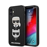 Karl Lagerfeld KLHCP12SSAKICKCBK Saffiano Ikonik Karl&Choupette Head Hülle für iPhone 12 Mini 5,4' schw