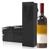 LZYMSZ Wein Träger Tote Halter, Papier Weiß und Rotwein Geschenk Flasche Tragetaschen mit Griffen (Schwarz, 25PCS, einzelne Flasche)