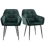 BlueOcean Furniture Küche Samt Esszimmerstuhl Gepolsterte Theke Lounge Side Wohnzimmer Akzent Armlehnen Stühle mit Rücken und Metallbeinen Schminktisch Bequeme Stühle für S