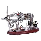 Amitas Stirling Engine Motor, Generator 16-Zylinder mit Spannungs-Digitalanzeige Und LED-Lampenperlen, Stirlingmotor Sterling Engine, Lernspielzeug für Physik-Exp