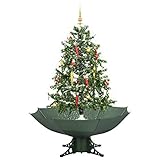 Gawany Schneiender Weihnachtsbaum mit Schirmfuß Schneefall Kugeln LED-Lampen Tannenbaum künstliche Christbaum Kunstbaum Dekobaum Schnee Grün 140 cm PVC