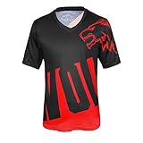 Wisdom Wolf Herren Kurzarm Shirt MTB Leicht Atmungsaktiv Sanft Sport Fitnessstudio Radtrikot XL Schwarz / Rot-1