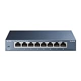 TP-Link TL-SG108 LAN Switch 8 Port Netzwerk Switch (Plug-and-Play Gigabit Switch LAN Splitter, LAN Verteiler, Ethernet Hub lüfterlos, robustes Metallgehäuse mit Ein-/Ausschalter)