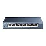 TP-Link TL-SG108 LAN Switch 8 Port Netzwerk Switch (Plug-and-Play Gigabit Switch LAN Splitter, LAN Verteiler, Ethernet Hub lüfterlos, robustes Metallgehäuse mit Ein-/Ausschalter)