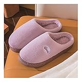 GAOYADS Baumwollpantoffeln Paar Plüschhausschuhe Mit Dicken Sohlen Bequeme Memory-Baumwollpantoffeln Frauen Mit Dicken Plüschsohlen rutschfeste Outdoor-Schuhe (Color : Purple, Size : EUR 38-39)