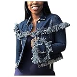 SHIZUANYUE Jeansjacke Damen Jacke, Jeansblazer Frauen Jacken Slim Fit übergangsjacke Denim Mädchen Loose Tasten Outwear Streetwear Vintage Mäntel Frühling Herbst Jeansmantel Biker Bomberjacke C