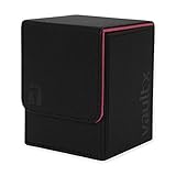 Vault X ® Premium eXo-Tec Sammelkarten Box für 100+ Karten - ohne PVC Karten Halter für Spielkarten zum Sammeln und Tauschen (Schwarz Premium) (Schwarz / Rosa)